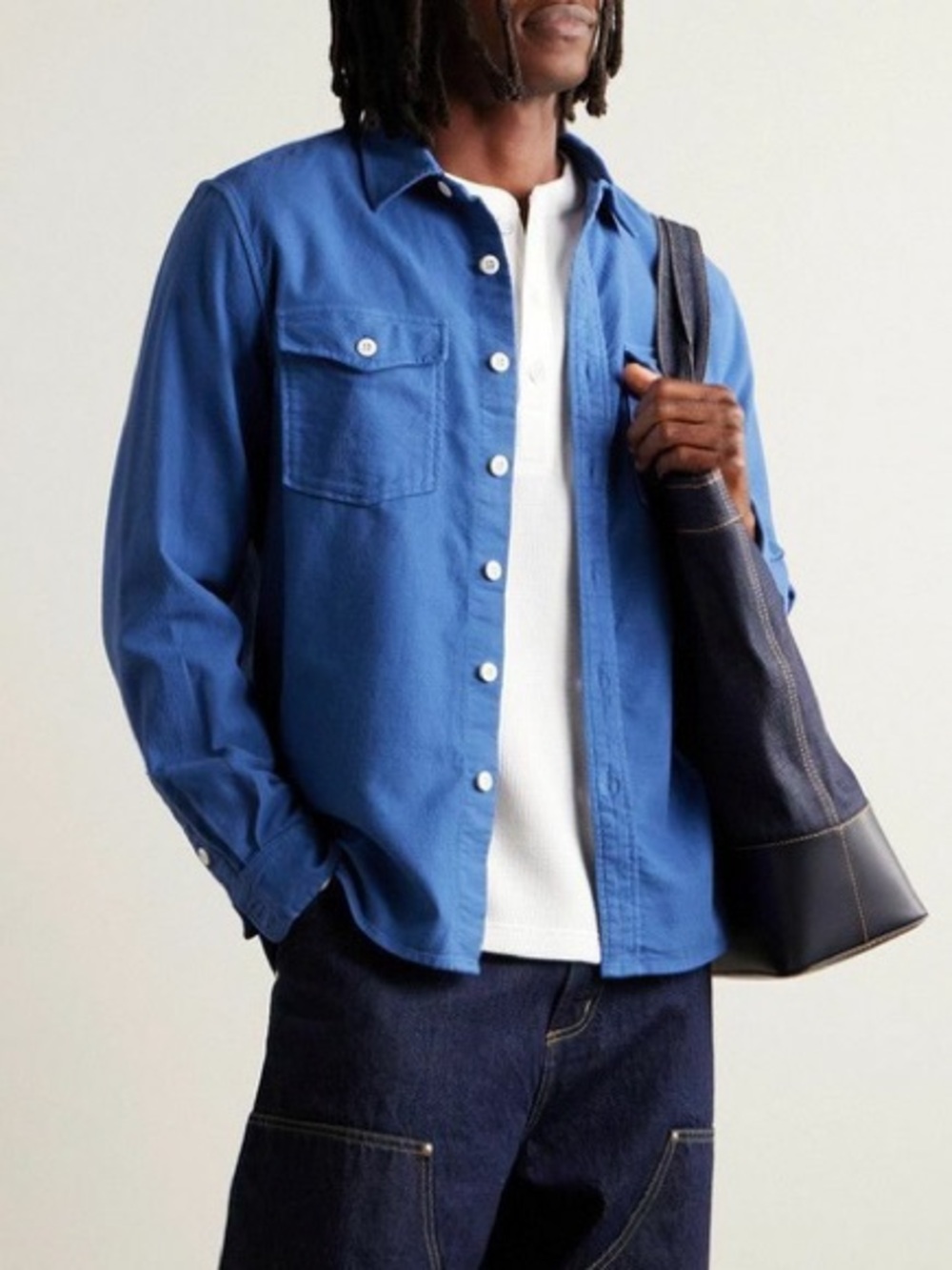 Alex Mill Frontier Brushed Cotton Flannel Shirt Blue